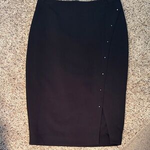 The Limited Black Pencil Skirt with Button Detail